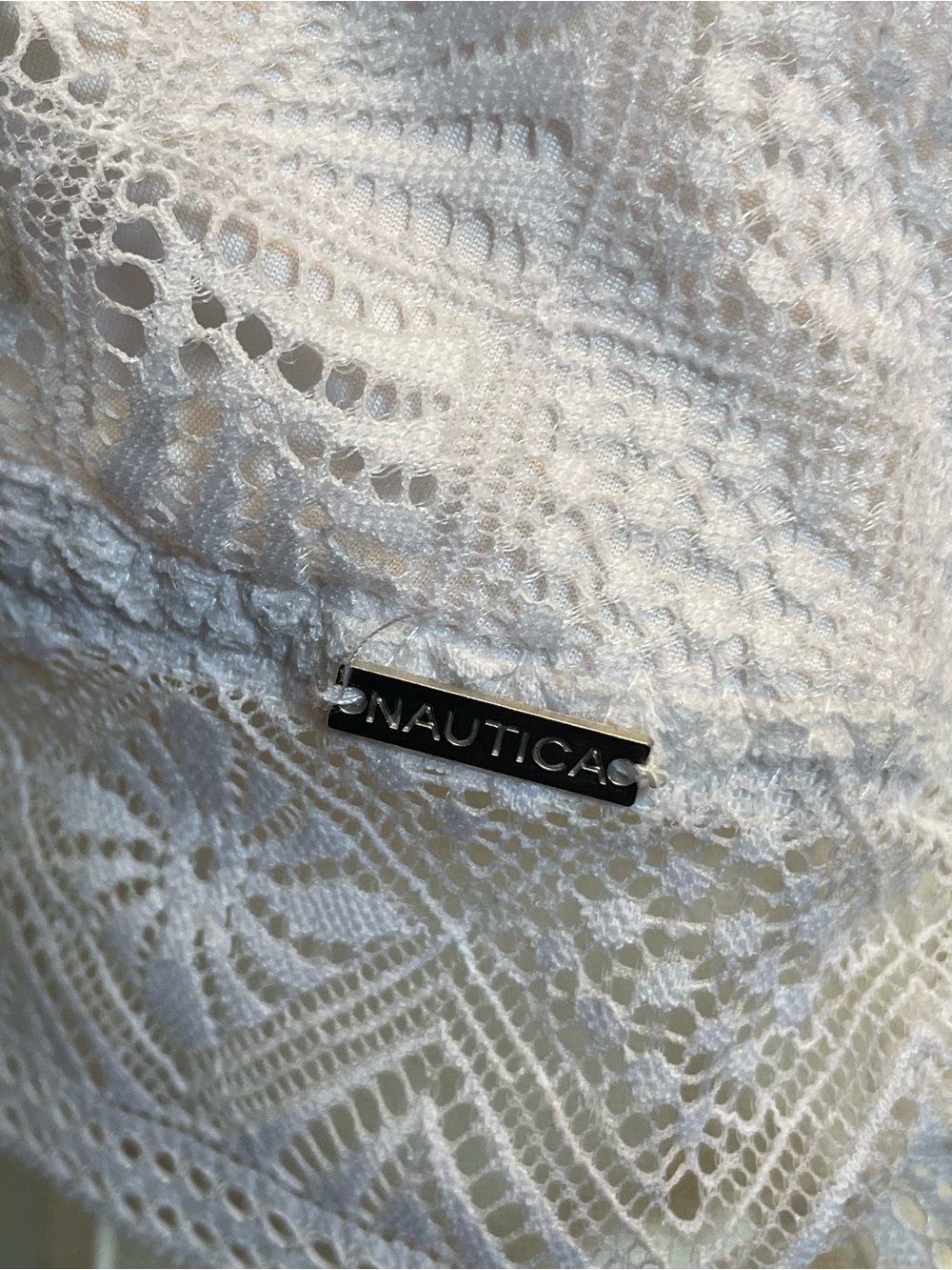 Nautica White Lace Crochet Camisole with Metal Logo - Picture 4 of 10
